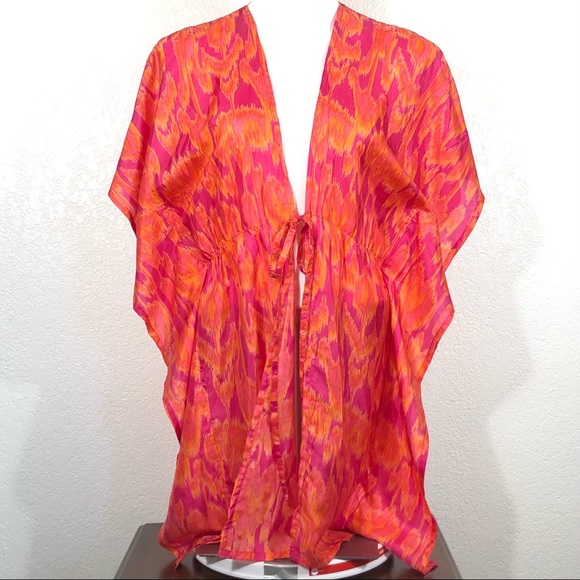 Jennifer Hawkins Other - Cozi by Jennifer Hawkins 100% silk pink/orange swim cover-up sz. L